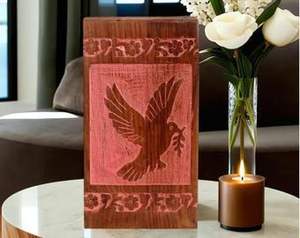 Urne funéraire en bois naturel pour humain |   Travail artisanal |   Prix direct d'usine - Product Image 2