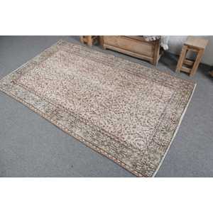 Tapis vintage 3,8 x 6,46 pieds, tapis turc, tapis en laine à carreaux gris - Product Image 4