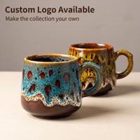 Mug à café en céramique à glaçure réactive 350 ml, tasse à thé arrondie avec poignée, choix de couleurs et logo personnalisé pour la maison ou le café