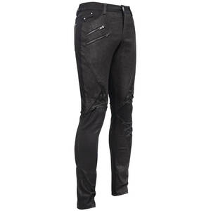 Pantalones Vaqueros de Moda para Hombre, Estilo Gótico Apocalíptico, con Cordones, Estilo Grunge, Negros, 2026 - Product Image 3