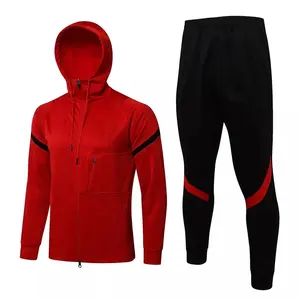 Conjunto de uniforme de futebol masculino, kit esportivo de treino de futebol jaqueta e de manga longa