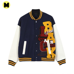 Veste universitaire personnalisée avec logo Lettermen pour homme, nouveau design, col montant, 100% laine, cuir, patchs en chenille, boutonnée, style urbain, hiver, livraison rapide - Product Image 2