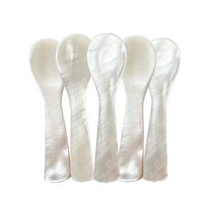 Cuillères en nacre blanche, cuillères à caviar, cuillères à dessert, vente en gros de petites cuillères à soupe, logo personnalisé acceptable - Product Image 1