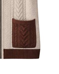 Customized Men Beige Brown Knitted Hooded <b>Vest</b> Zipper Sleeveless Sweater Cable Knit Winter <b>Wool</b> Acrylic Casual OEM Wholesale - Product Image 6