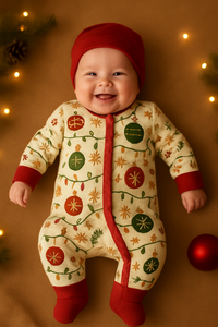 Mameluco de algodón de Navidad Traje de vacaciones de bebé suave con cremallera doble - Product Image 4
