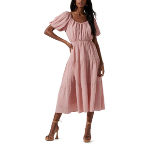 Abito da festa elegante rosa Astr the Label - Taglia grande, vita elasticizzata, lunghezza al pavimento, stile a balze, fornitura ODM - Product Image 1