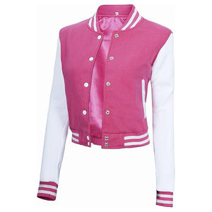 Chaqueta universitaria corta personalizada para mujer 2025, cuello redondo, bordado impreso, diferentes colores, relleno de algodón forro de lana, servicio OEM - Product Image 5