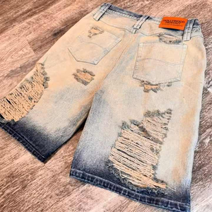 Pantalones cortos holgados de mezclilla lavados con ácido de estilo antiguo personalizables pantalones vaqueros Cargo Work Street Specialty Print Shorts logotipo personalizado de alta calidad - Product Image 5