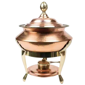 Plato de frotamiento de color dorado con un calentador de alimentos Hotel Buffet Plato de frotamiento Buffet elegante Frotamiento - Product Image 6