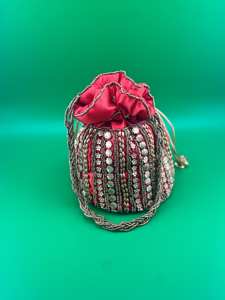 Best Quality Crystal Beaded With Bottom Flat Designer Ethnic Silk Embroidery Indian Potli <b>Bag</b> Handmade <b>Wedding</b> Hot Selling <b>Bags</b> - Product Image 2