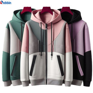 Sweat-shirt à capuche unisexe en coton personnalisé à manches longues et fermeture éclair intégrale pour hommes et femmes, vêtements de sport décontractés avec motif uni - Product Image 1