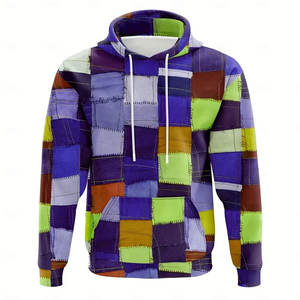 Sudadera con capucha de moda para hombre, diseño a cuadros, estampado de simulación, sudaderas con capucha, ropa de hombre, sudaderas con capucha de gran tamaño con hombros caídos - Product Image 6