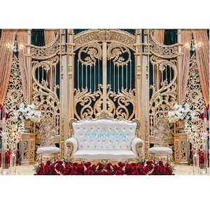 Glamorous Wedding Stage FRP Gate Frame Decoración Golden FRP Gate Frame para Wedding Stage Trending Wedding Golden Frame - Product Image 1