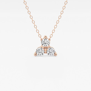 Colgante de Moda con Tres Diamantes Redondos Cultivados en Laboratorio de 1/2 CTW con Cadena Ajustable, Collar de Diamantes Clásico de Oro de 14K, Regalo - Product Image 2