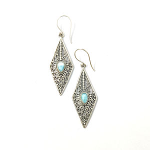 ต่างหูลาริมาร์ทรงหยดน้ำ 7.5 กรัม เครื่องประดับทันสมัยและมีสไตล์ - Product Image 1