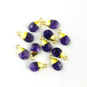 Pierre précieuse d'amazonite naturelle en forme de poire 13x9mm plaqué or pendentif breloque véritable briolette pendentif - Product Image 5