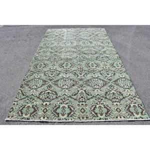 Alfombra de área grande turca Vintage clásica verde marrón 5,8x9,5 pies de látex de lana de retazos para adolescentes alfombra Rectangular para habitación de pasillo - Product Image 1