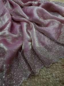 Dernier style de célébrité indienne Bollywood Designer Pure Space Silk Fabric saree Diamond work Exclusive Blouse Ethnic wear - Product Image 5