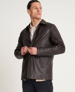 Veste en cuir de vache noir pour homme, fermeture éclair, longueur régulière, respirante, écologique, imperméable, capuche vintage - Product Image 4