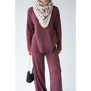 ชุดเสื้อถักสีเบอร์กันดีอ่อน - Product Image 1