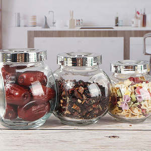 Pot en verre transparent de luxe pour le stockage dans la cuisine, pot plat scellé pour aliments, thé, collations, bonbons, emballage - Product Image 3