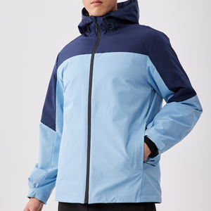 Chaqueta Cortavientos Impermeable con Bloques de Color Personalizados para Hombre, con Capucha, para Correr y Senderismo - Product Image 2