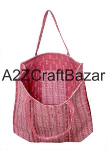 Sac fourre-tout en coton bohème indien fait à la main pour femmes, imprimé floral en blocs, sacs à bandoulière pour femmes - Product Image 4