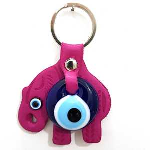 Nazar Boncuklu Porte-clés en peluche Jouet violet foncé avec des accents rose clair Design unique pour le style et la fonctionnalité - Product Image 1