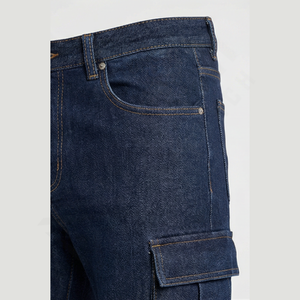 Jeans droits en denim de coton de haute qualité, non lavés, originaux, bruts, à l'ourlet brut, pour hommes, solides, automne-printemps, vente en gros, en vrac - Product Image 5