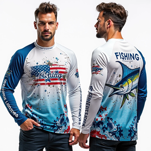 Maillot de pêche à manches longues pour hommes avec tissu DryFit sublimé personnalisé et protection solaire UPF 50 pour les pêcheurs - Product Image 1
