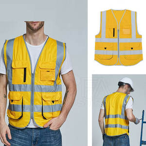 Gilet de sécurité réfléchissant haute visibilité personnalisé avec plusieurs poches, fermeture à glissière avant et option d'impression de logo - Product Image 2