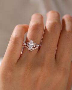 12x6mm Marquise Cut <b>Moissanite</b> Diamond Engagement <b>Ring</b> in Rose Gold | Unique Bridal Wedding Jewelry - Product Image 2