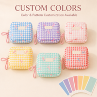 Pochette de maquillage carrée en polyester de style coréen personnalisée avec fermeture éclair pour rouge à lèvres, écouteurs, organiseur de voyage