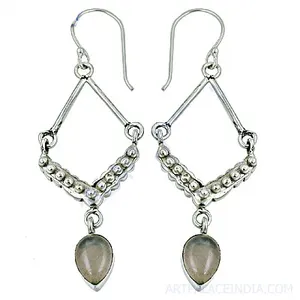 Boucles d'oreilles pendantes en argent 925 avec quartz rose pour femmes, bijoux en pierres précieuses en cristal - Product Image 2