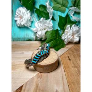 Zuni Fashion <b>Cuff</b> <b>Bracelet</b> Handmade with Kingman Turquoise & Sterling <b>Silver</b> Elegant & Durable Accessory - Product Image 2