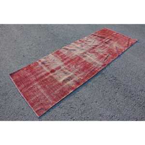 Alfombra Turca Vintage, Alfombra de 3.3x9.5 pies, Alfombra de Retazos Rojo Marrón - Product Image 3