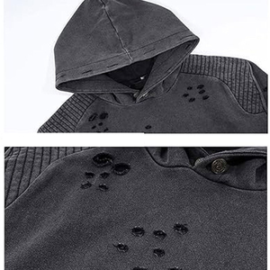 Sudadera con Capucha para Hombre, Estilo Desgastado, 100% Algodón, Tejido de Rizo, Ligera, de Secado Rápido, con Logotipo Personalizado de Alta Calidad, Superventas de Invierno - Product Image 4