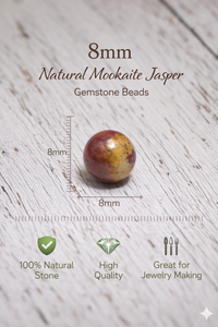 Perles de jaspe mookaite naturel Beadsnfashion, rondes, 8 mm, pour la fabrication de colliers, bracelets et boucles d'oreilles - Product Image 3