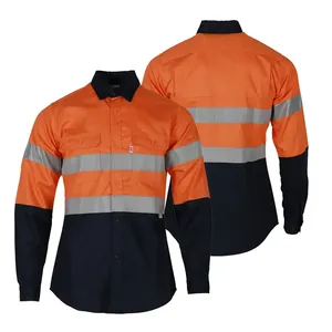 High Visibility Work Wear Safety Vest Shirts Reflective Shirt Oem Hi Vis 100% Cotton Safety Reflective <b>Fire</b> Retardant Work Shirt - Product Image 3