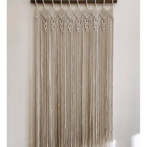 Decoración de Pared de Macramé de Algodón, Cortina Colgante de Estilo Bohemio con Patrón de Borlas Verticales para Decoración de Sala de Estar - Product Image 1