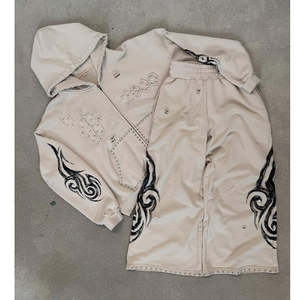 เสื้อฮู้ดดี้ผู้ชาย Kivotech สไตล์วินเทจ ล้างสีแบบแอซิดฟอก ปักลาย ผ้าฝรั่งเศสเทอร์รี่เนื้อหนา 500 GSM ชุดวอร์มผ้าฝ้ายหนา - Product Image 2