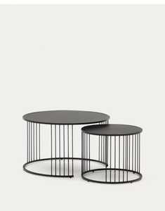 Meilleure vente C Table d'appoint design en métal noir et verre trempé pour la décoration intérieure Table d'appoint pour le salon - Product Image 5