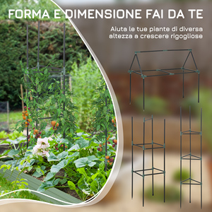 Outsunny 3 niveaux Supports de tomates en acier et PP pour plantes grimpantes, fruits et légumes, 38x38x182 cm, vert - Product Image 4