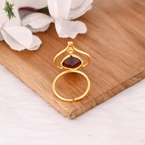 แหวนผู้หญิงพลอยโกเมนโมซัมบิกแท้ ชุบทอง แหวนวันครบรอบ แหวนปรับขนาดได้ เครื่องประดับแหวนเงินแท้ 925 - Product Image 3