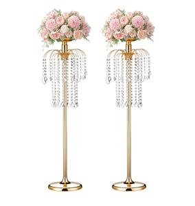 Meilleure vente de haute qualité beau Design luxe Design Festival mariage décoration de table cristal métal fleur Vase support. - Product Image 1