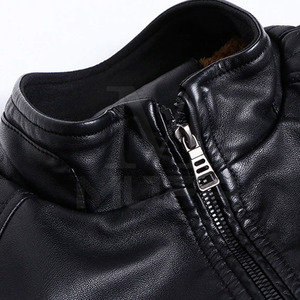 Meilleure vente Hommes col montant veste en cuir peau de vache matériau chauffant coupe-vent élégant High Street dernier style en gros - Product Image 5