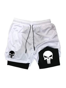 Shorts de course 2-en-1 respirants et écologiques pour hommes, avec logo personnalisé, en toile 100 % coton, doublure compressive, 5 pouces, couleur unie - Product Image 4