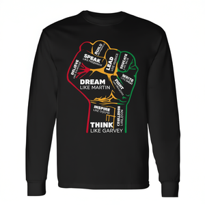 T-shirt a maniche lunghe con pugno motivazionale per i leader, prodotto promozionale per il Black History Month - Product Image 2