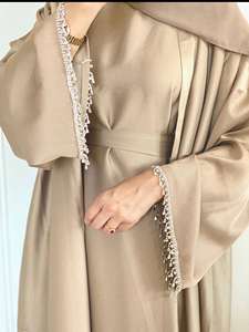 Élégant vert or islamique 4 pièces diamant satin soie Abaya fait à la main vêtements traditionnels musulmans pour adultes inspiré Tradition - Product Image 2