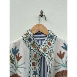 Velvet Woven Floral One-Size Reversible Handmade Full Sleeve <b>Jacket</b> Suzani Embroidery Boho Style Indian Outerwear <b>Women</b> <b>Spring</b> - Product Image 5